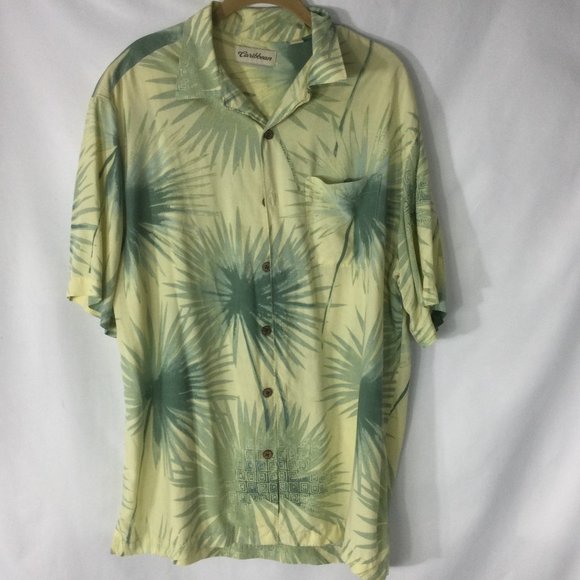Caribbean Other - Caribbean Shirt Men's Magnum PI Palm Leaves Vacation Short Sleeve Size M